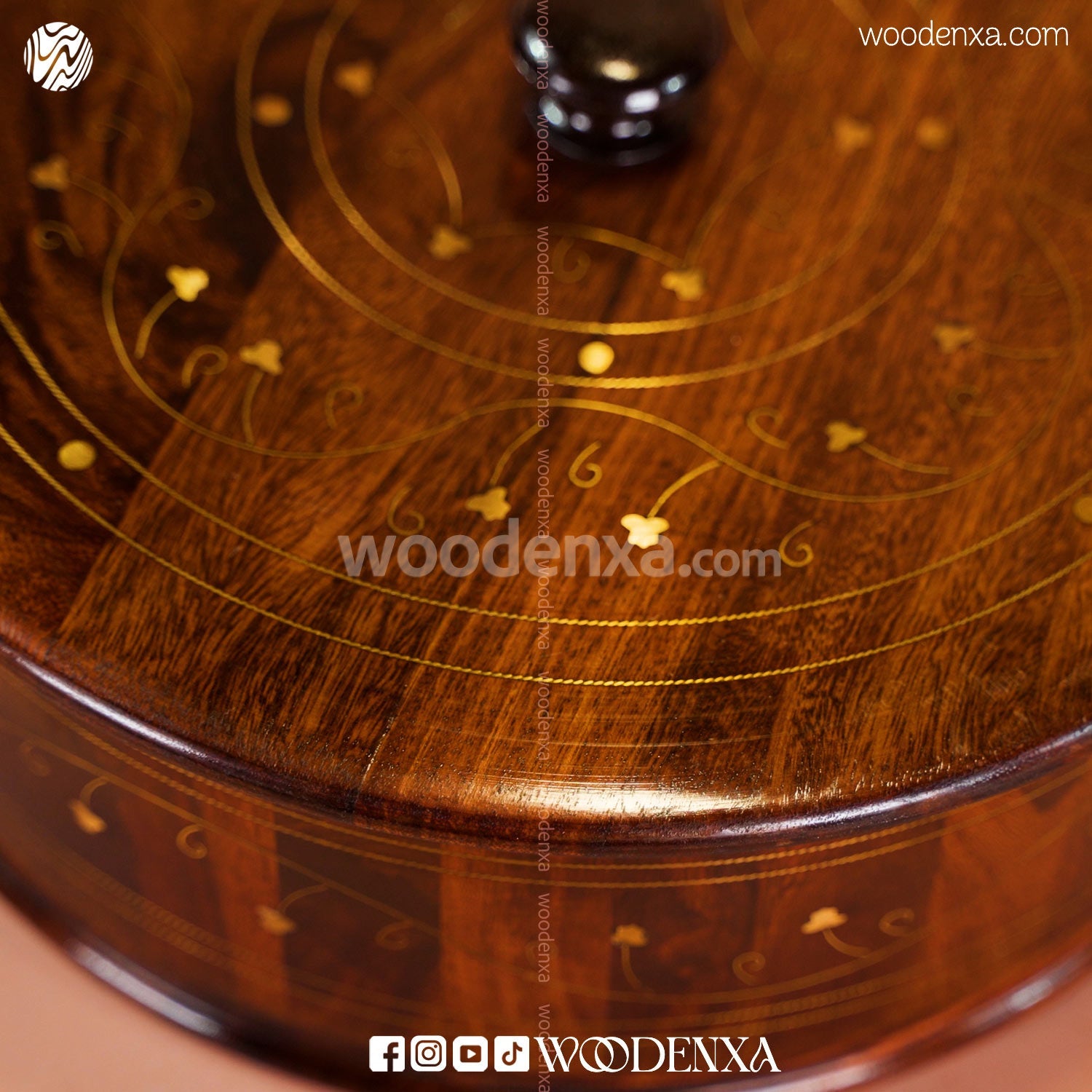Wooden Hot Pot with Brass Work