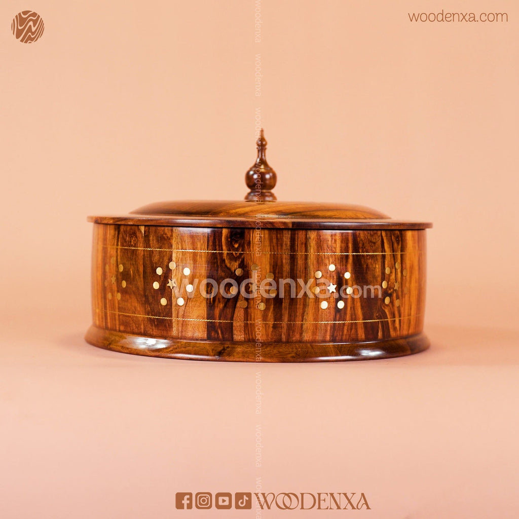 Wooden Hot Pot with Brass Work