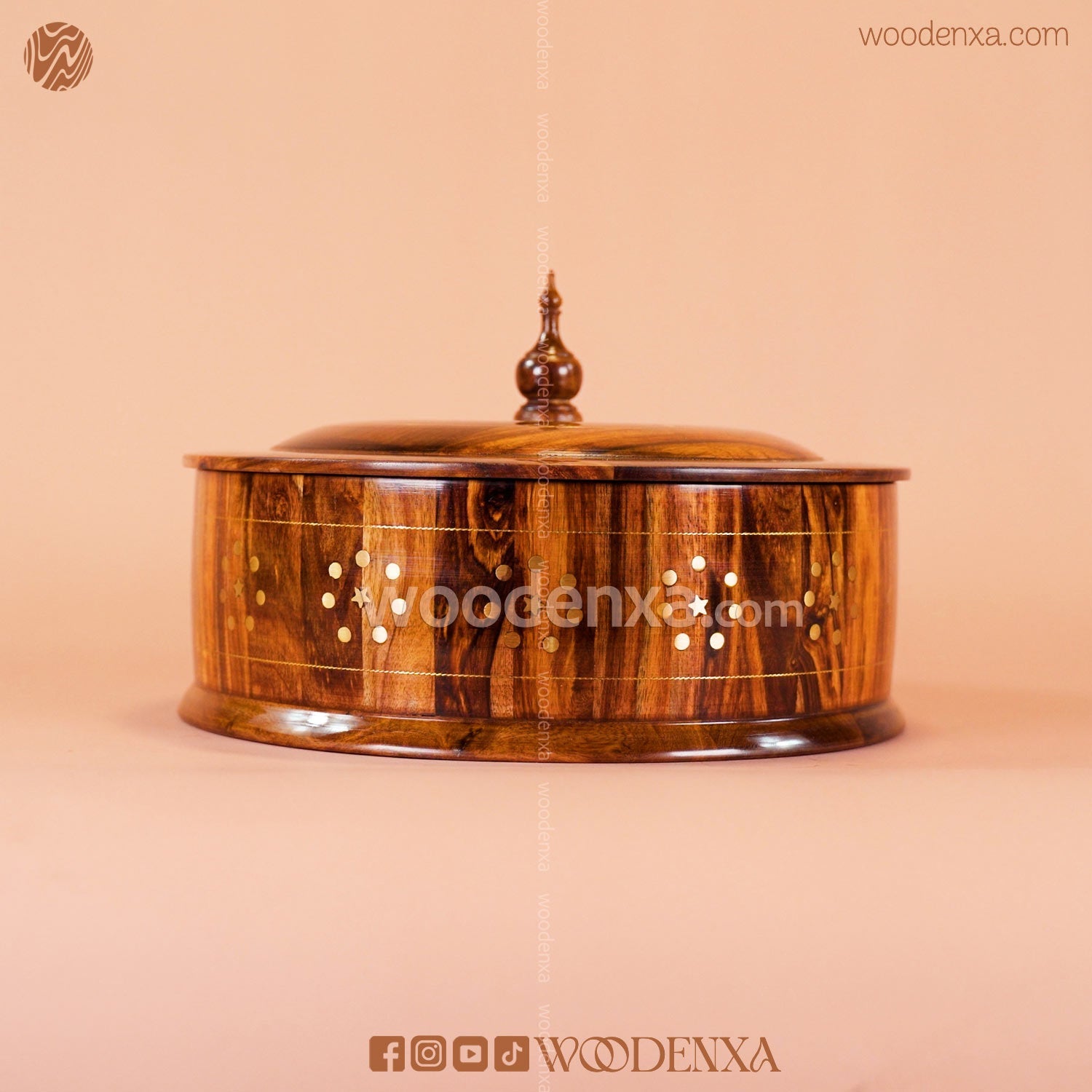 Wooden Hot Pot with Brass Work