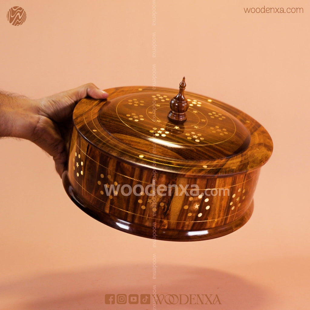 Wooden Hot Pot with Brass Work