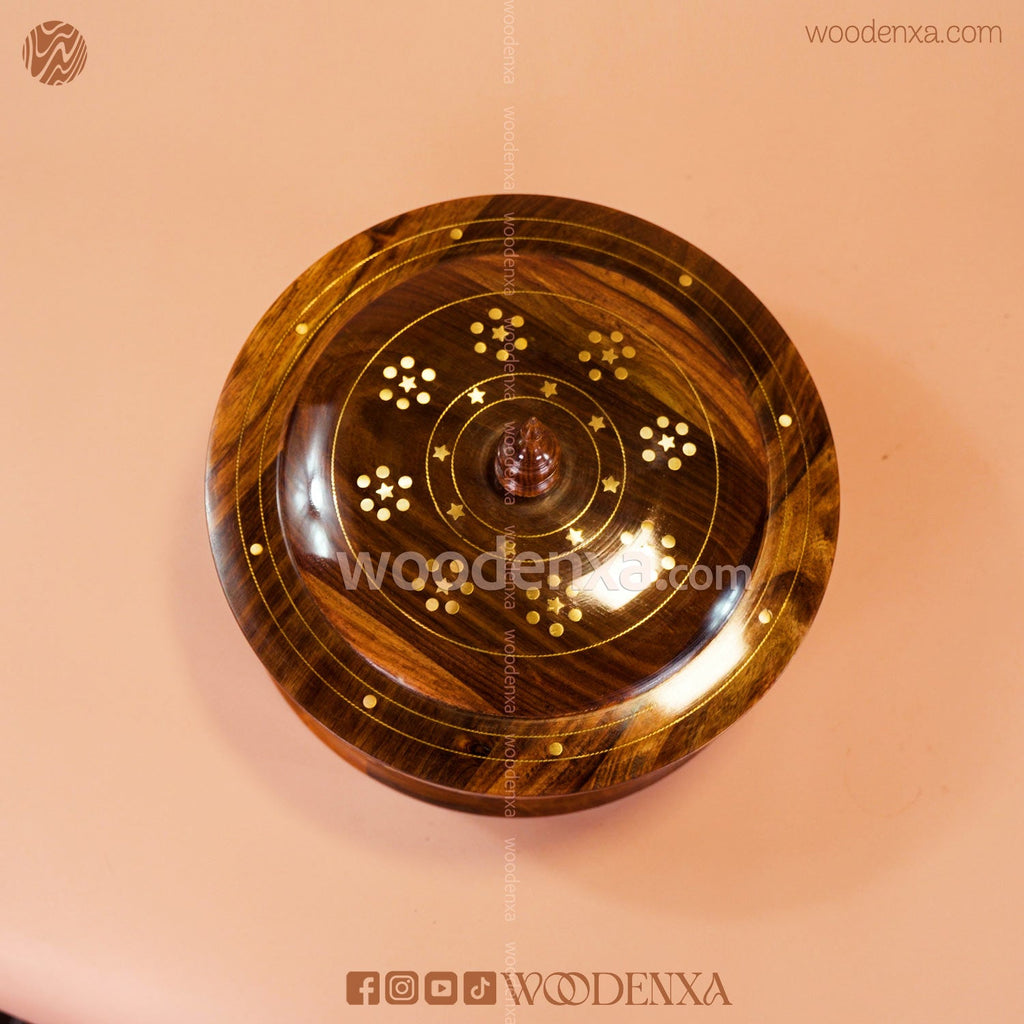 Wooden Hot Pot with Brass Work