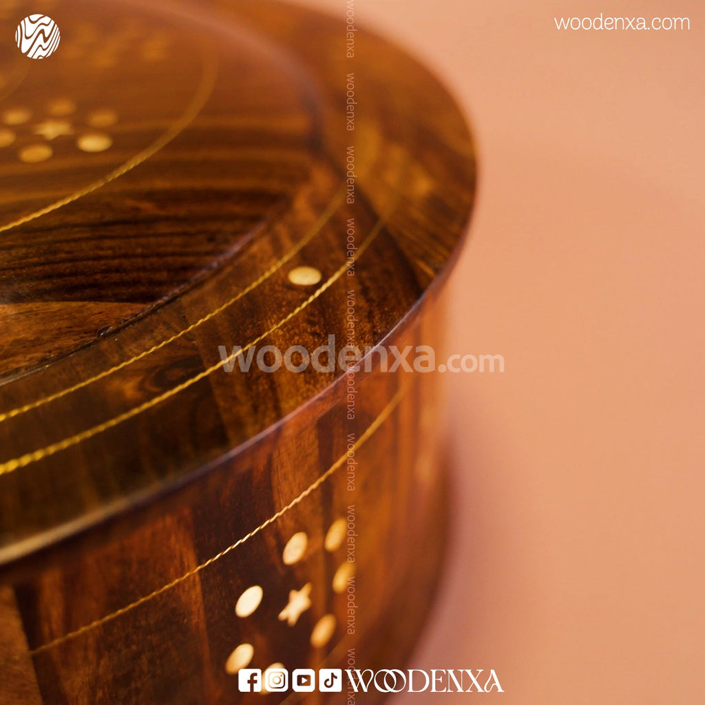 Wooden Hot Pot with Brass Work