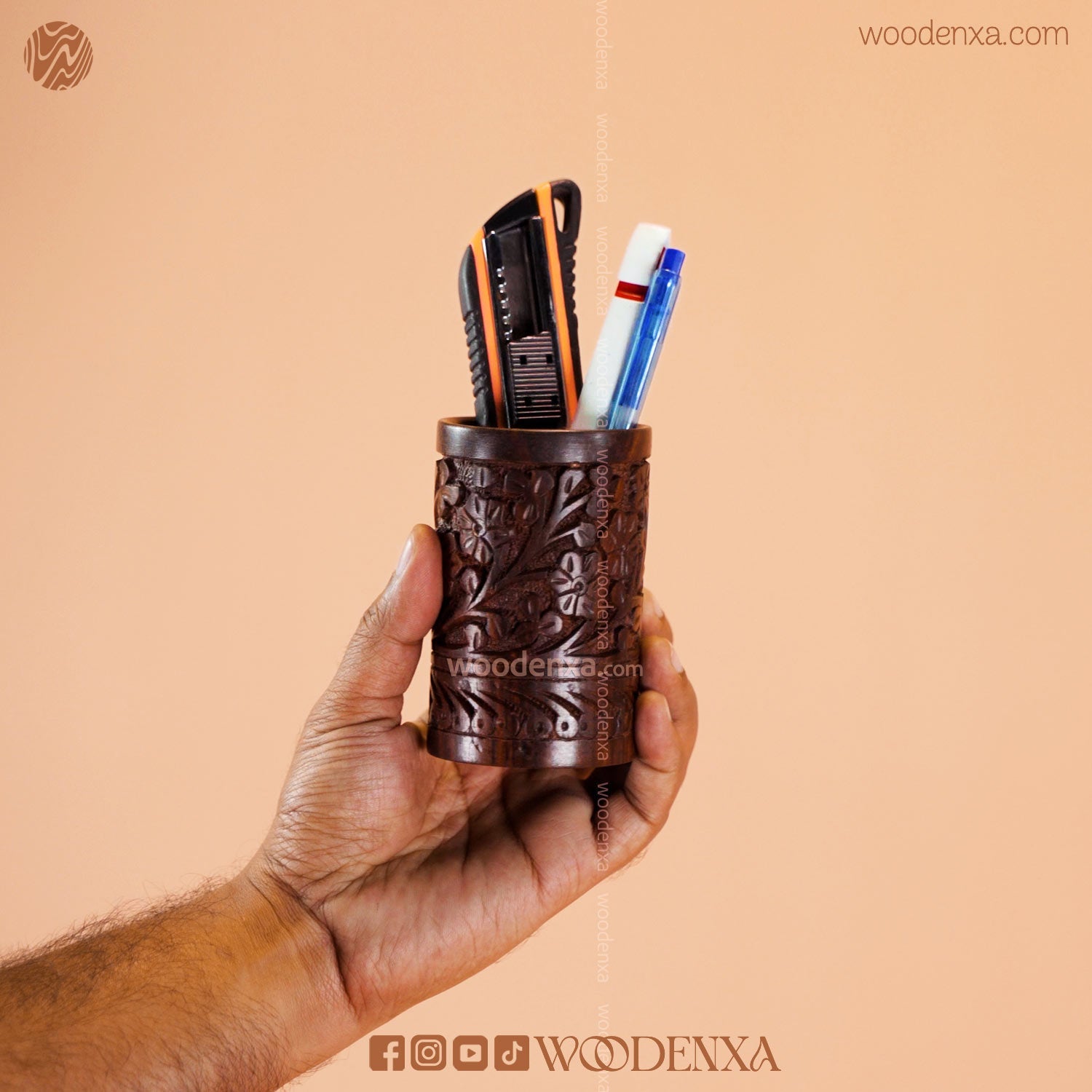 Wooden Multipurpose Pen Stand Holder with