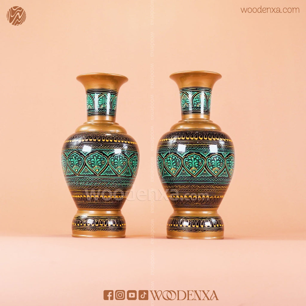 Wooden Naqshi Vase Flower Pot Pair