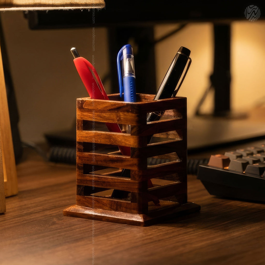 Handmade Solid Rosewood Pen Stand Holder