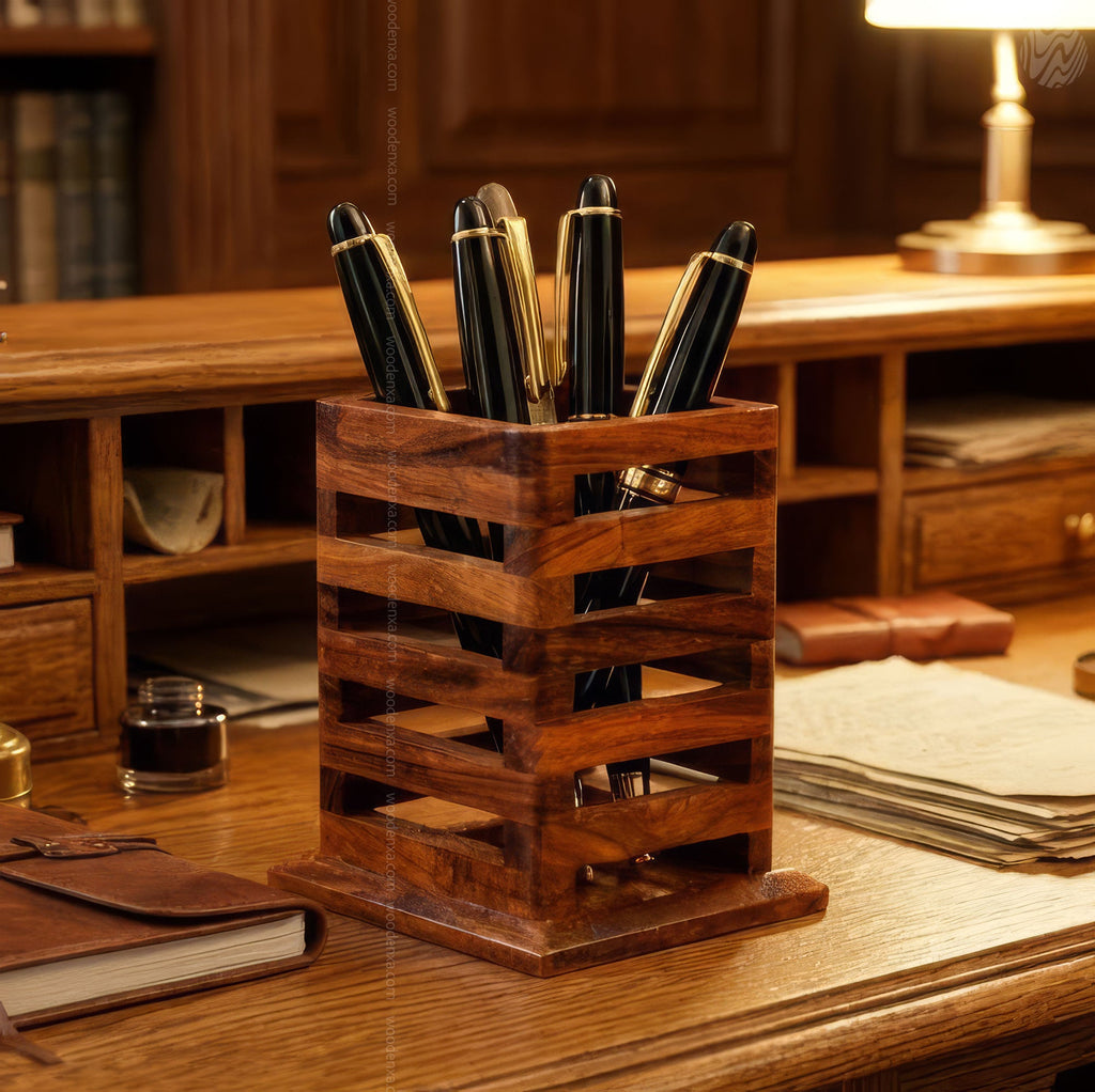Handmade Solid Rosewood Pen Stand Holder