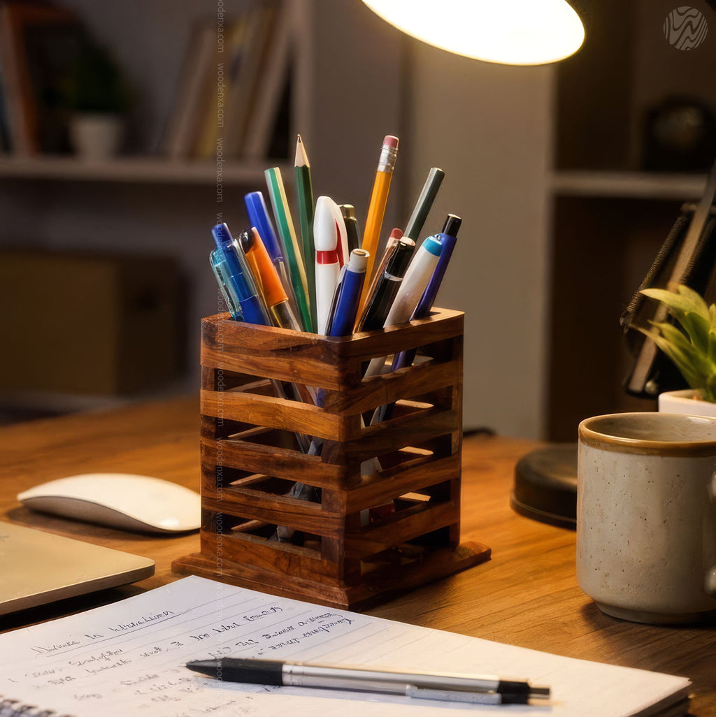 Handmade Solid Rosewood Pen Stand Holder