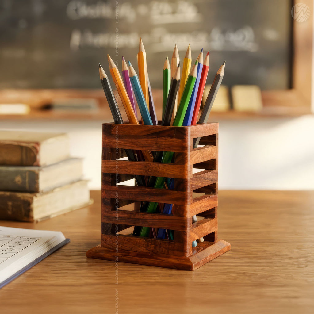Handmade Solid Rosewood Pen Stand Holder