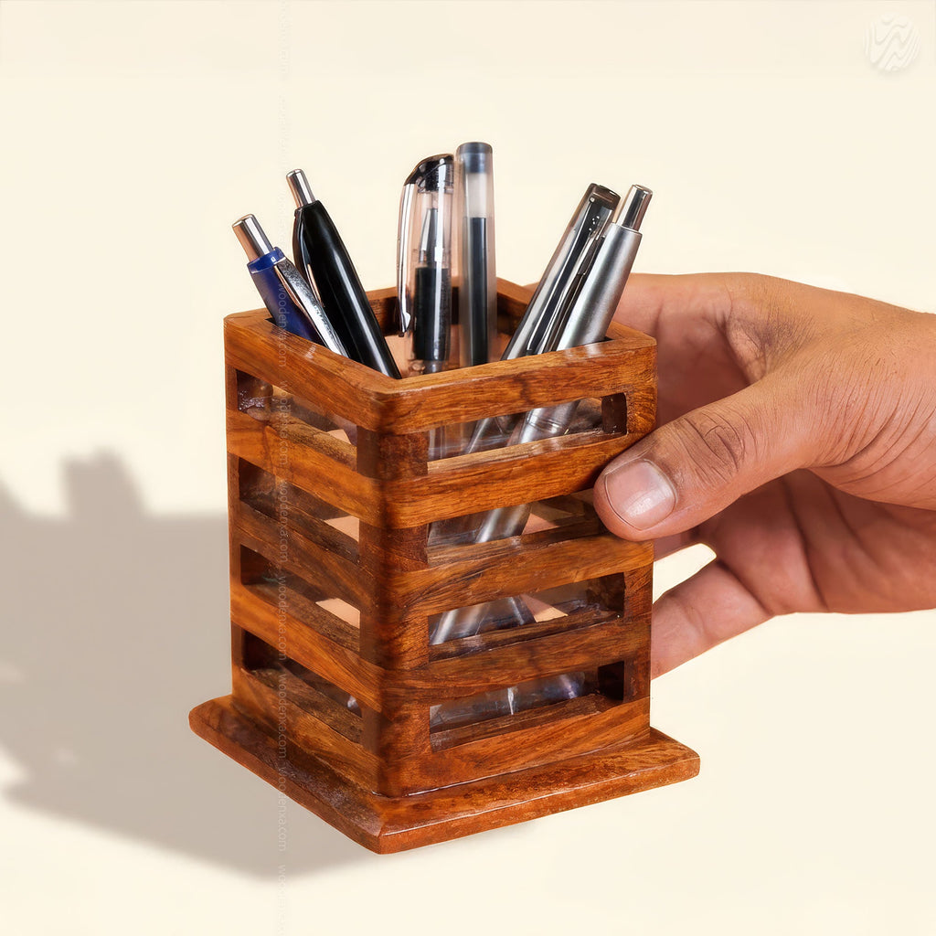 Handmade Solid Rosewood Pen Stand Holder