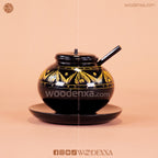 Wooden Sugar Pot Black with Fancy