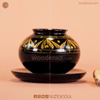 Wooden Sugar Pot Black with Fancy