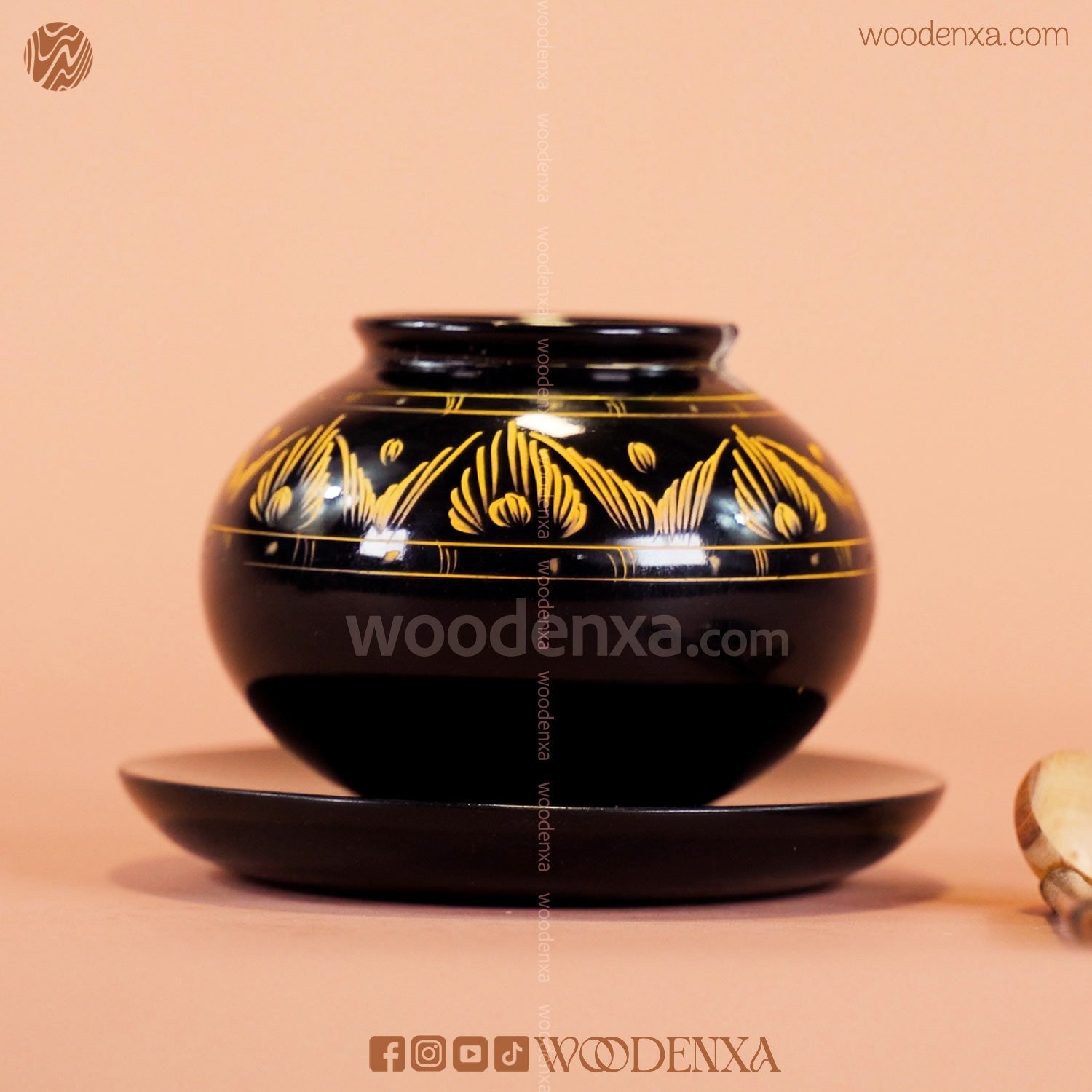 Wooden Sugar Pot Black with Fancy