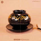 Wooden Sugar Pot Black with Fancy
