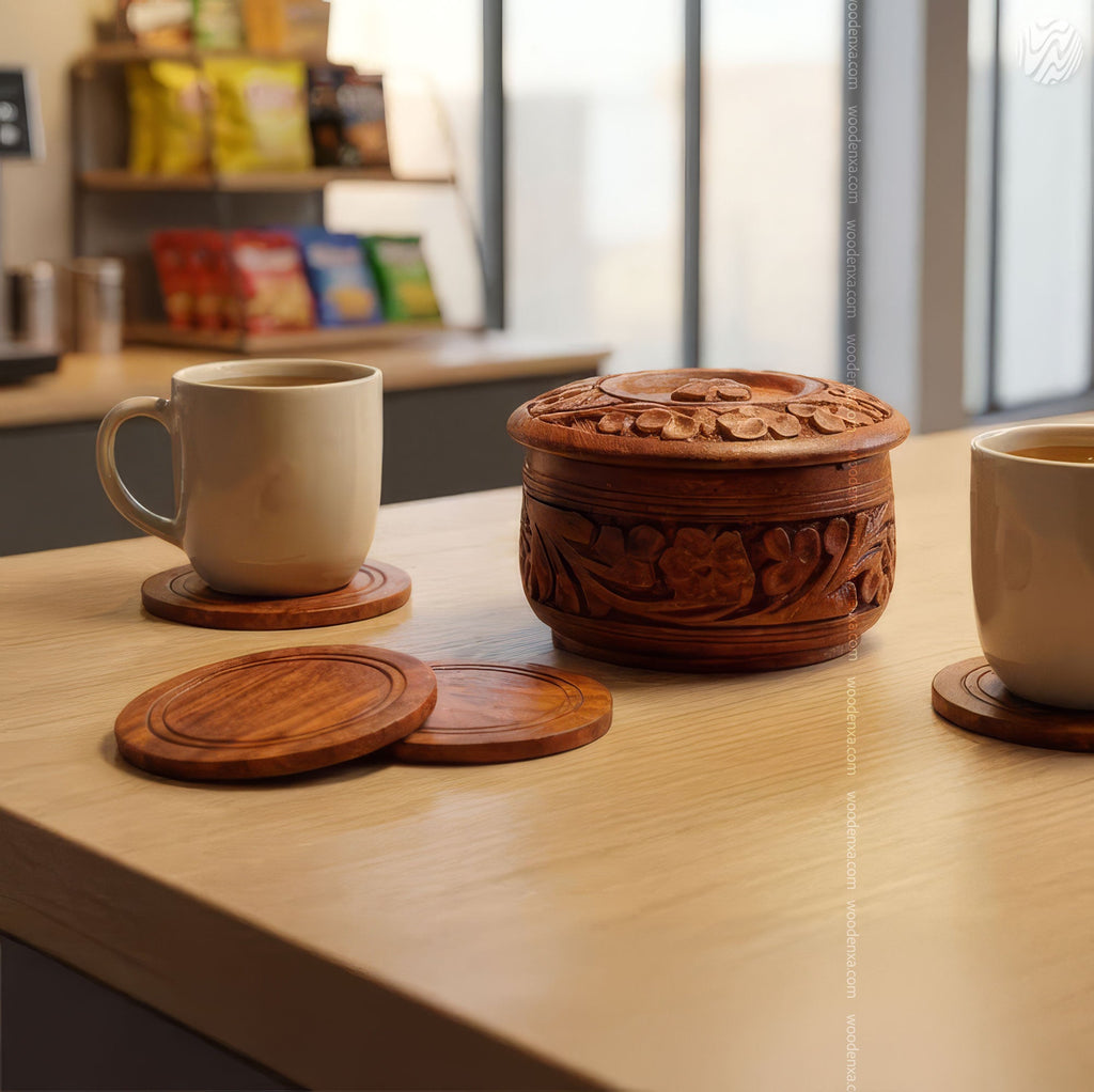 Wooden Handcrafted Tea Mates for 6