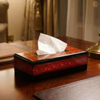 Black Wooden Tissue Box with Red