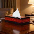 Black Wooden Tissue Box with Red