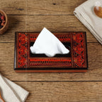 Black Wooden Tissue Box with Red