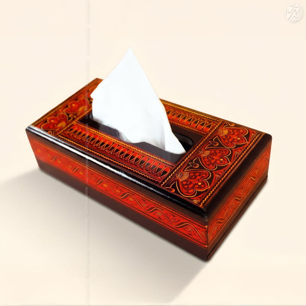 Black Wooden Tissue Box with Red