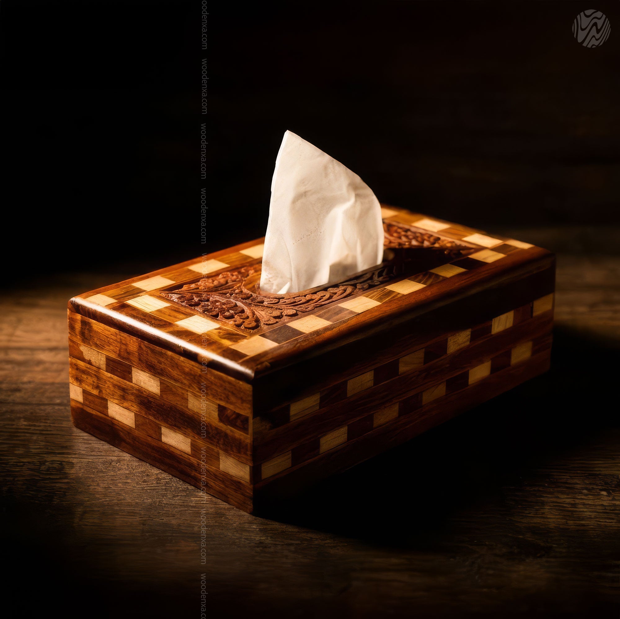 Wooden Tissue Box Tukri Design
