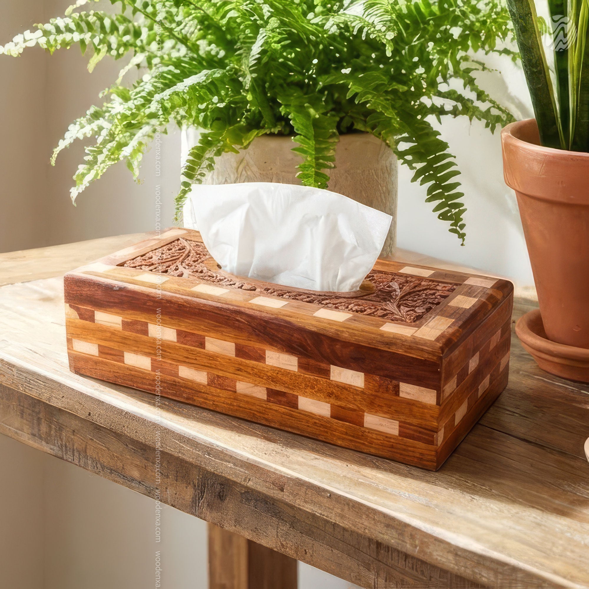 Wooden Tissue Box Tukri Design