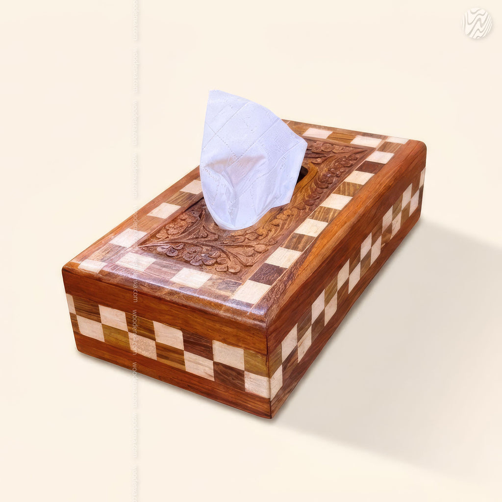 Wooden Tissue Box Tukri Design