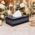 Black Wooden Tissue Box with Blue