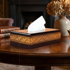 Black Wooden Tissue Box with Golden