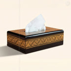 Black Wooden Tissue Box with Golden